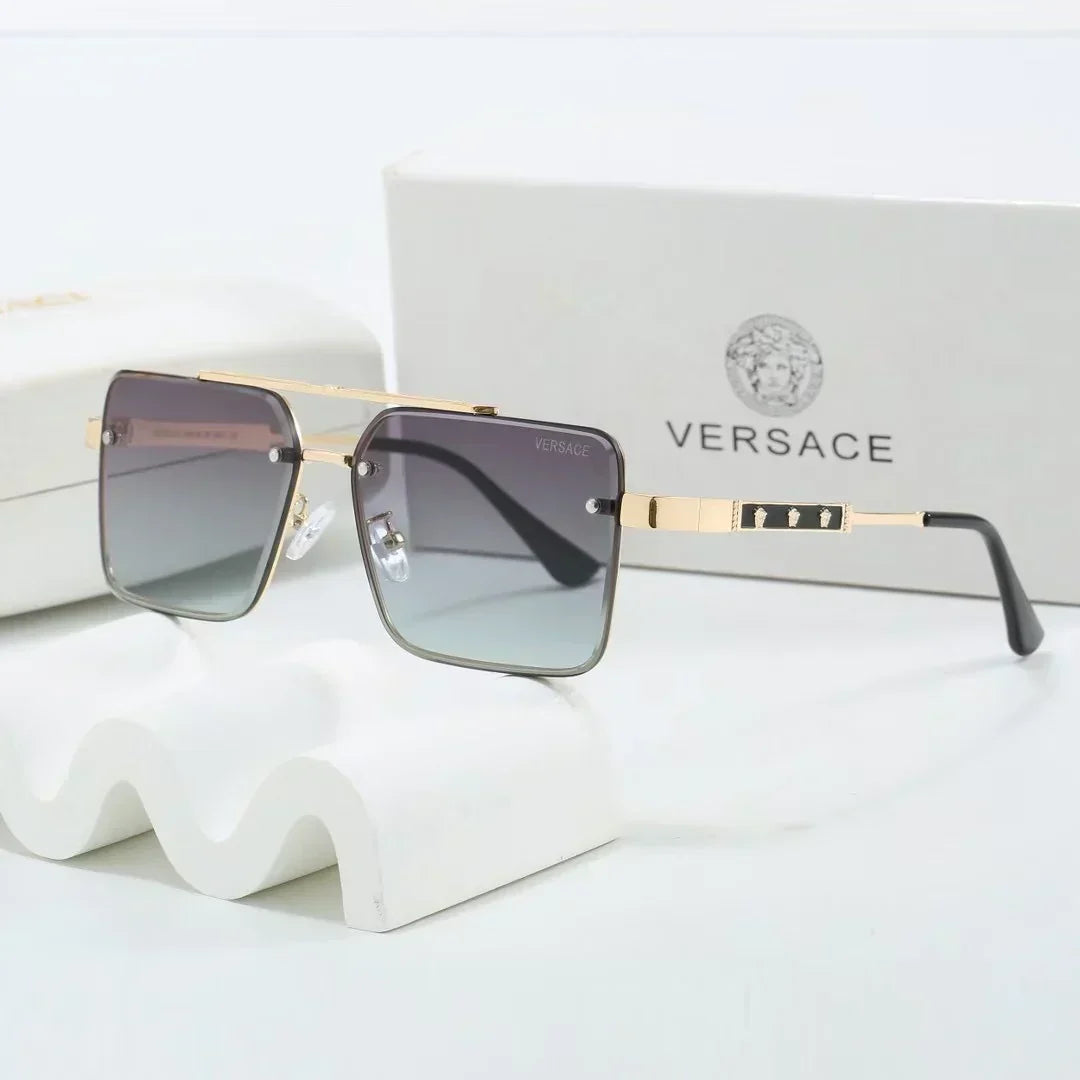 Gradient two-tone metal square sunglasses