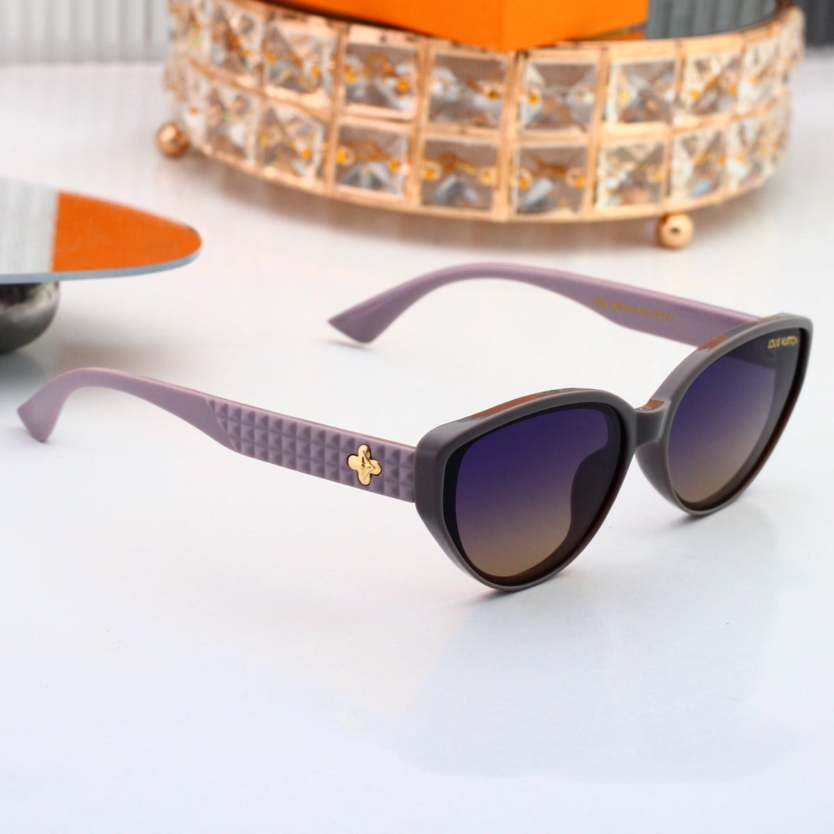 Cat Eye Sunglasses with Patterned Temples (Model 6125)