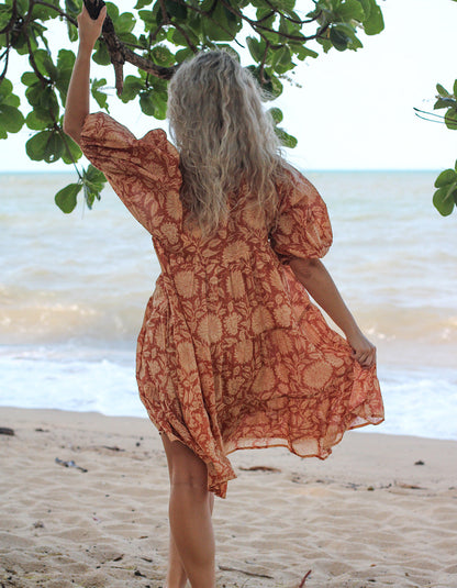 Neera Short Dress in Masala - Lined