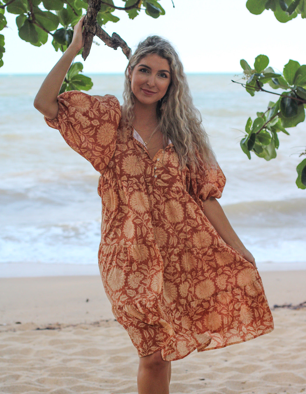 Neera Short Dress in Masala - Lined