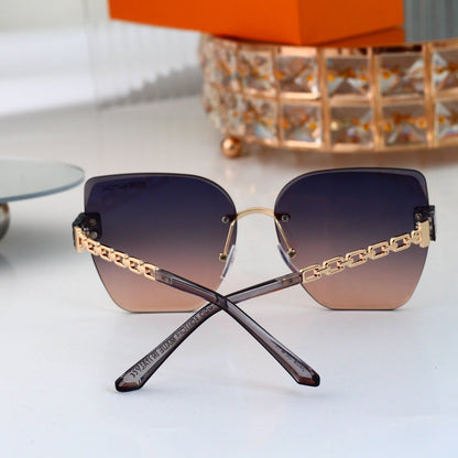 Chain Glow Rimless Sunglasses with Metal Chain Detail (Model 3400)