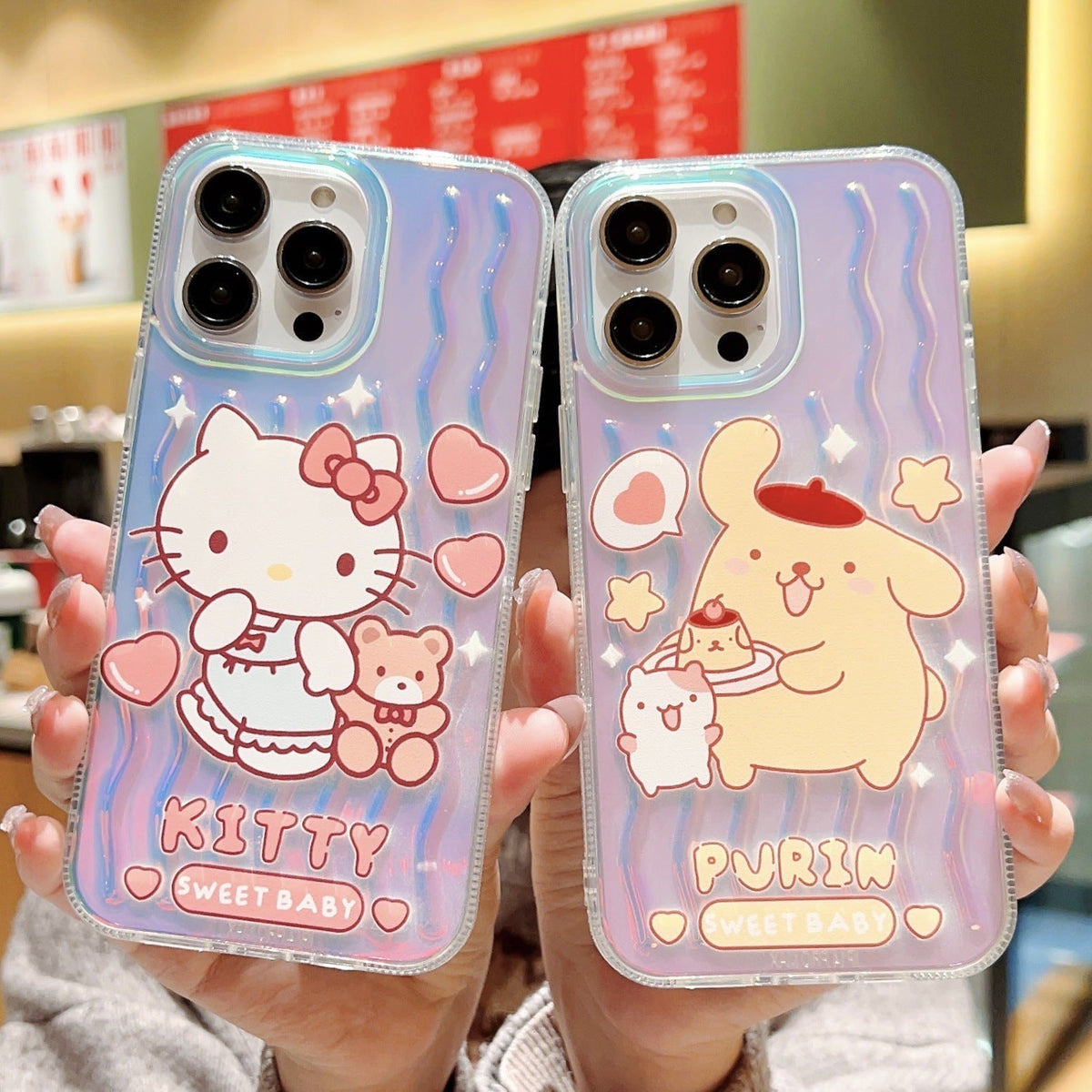 Laser wave pattern cute cartoon case