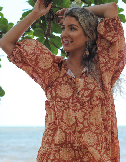 Neera Short Dress in Masala - Lined