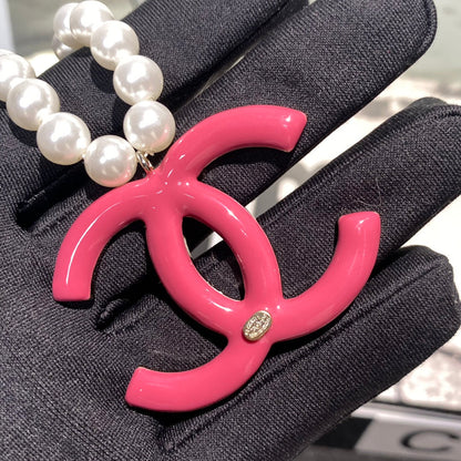 Pink Diamond Logo Pearl Necklace
