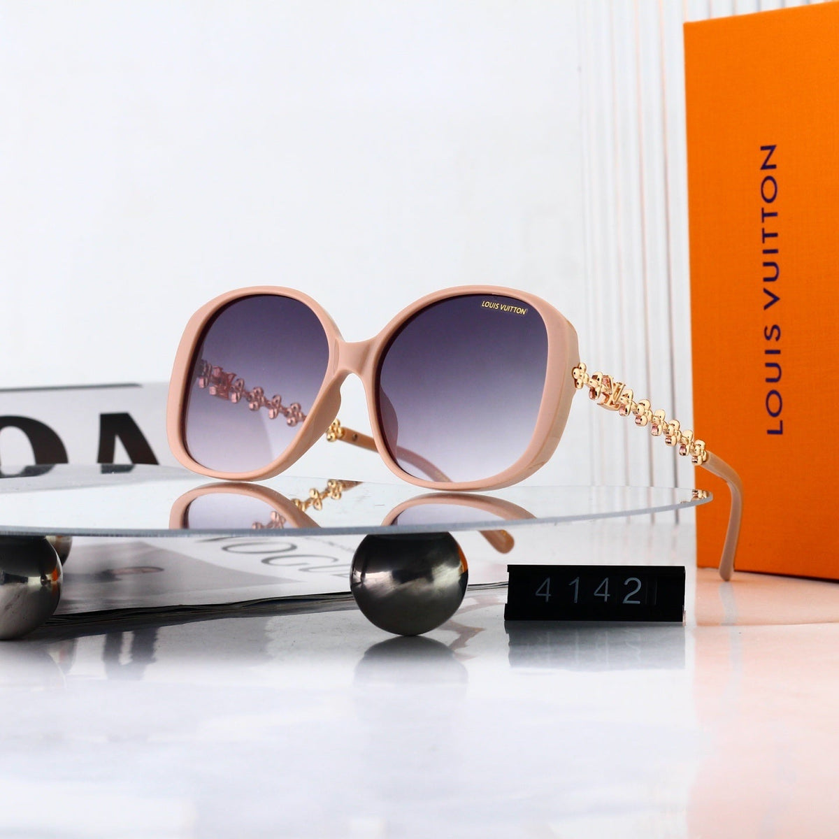 Alloy Metal Polygon Logo Sunglasses 4142