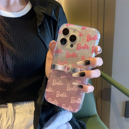 Gradient Glitter Bow Heart Diamond Case