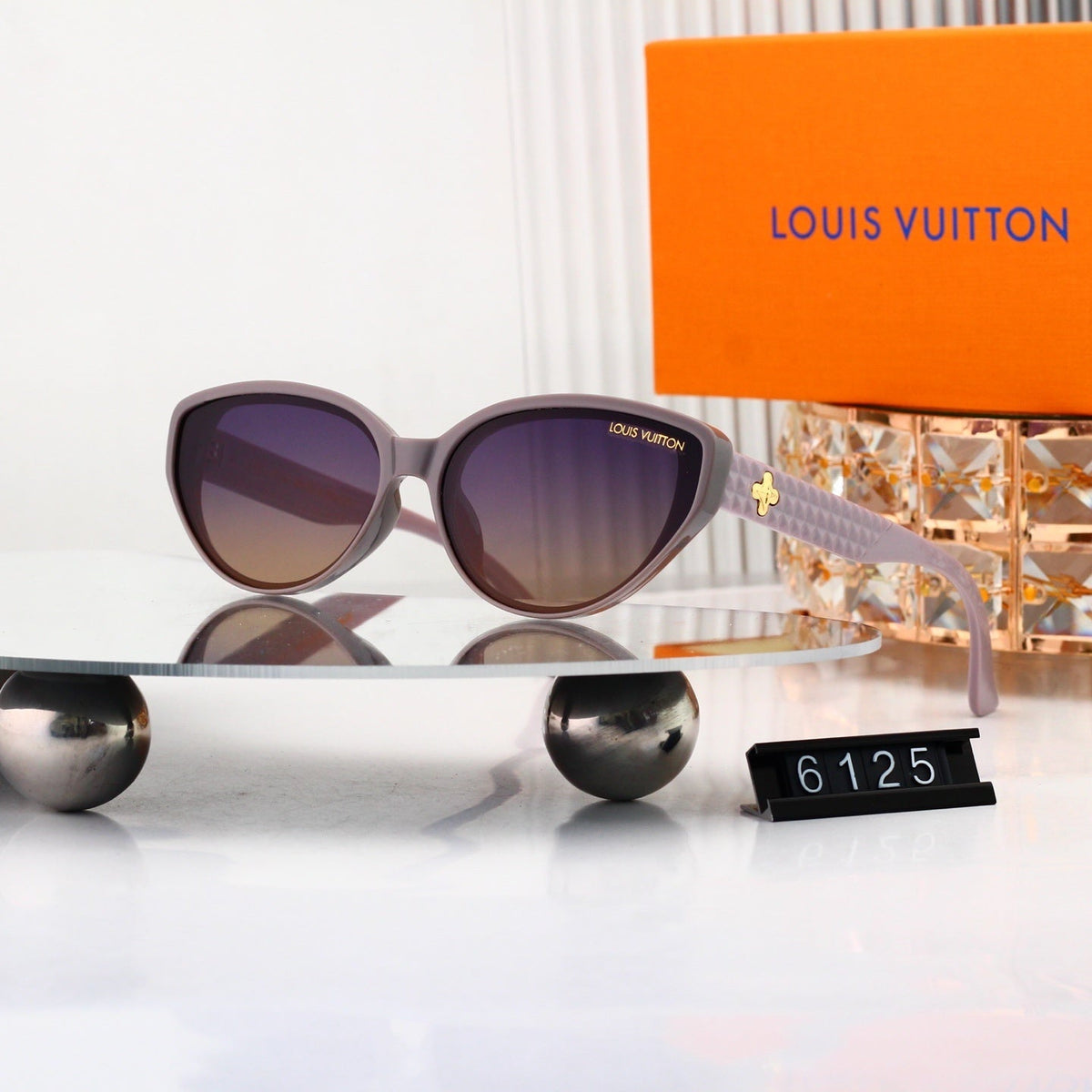 Cat Eye Sunglasses with Patterned Temples (Model 6125)