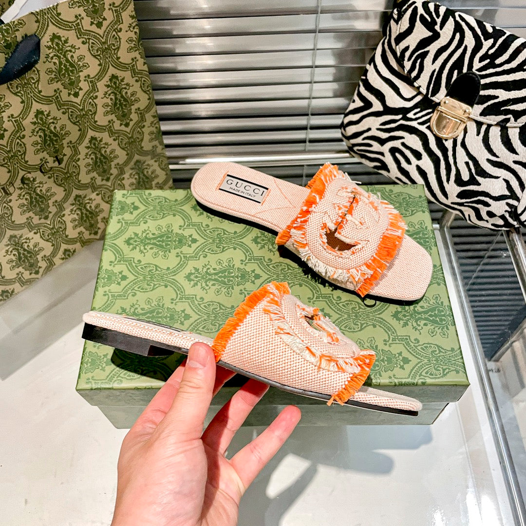 Tassel Hollow G Flat Slippers