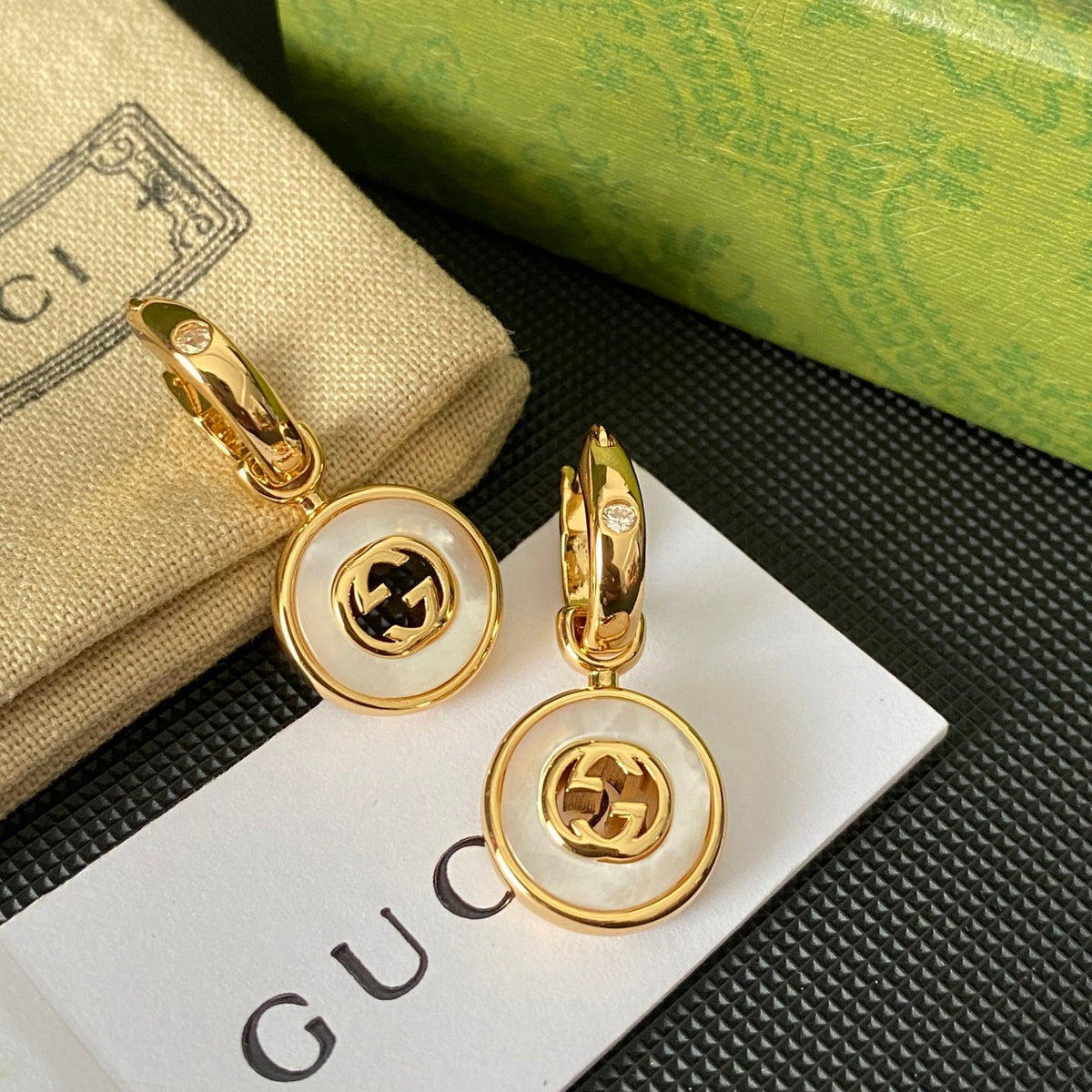 Vintage Round Pendant Hoop Earrings